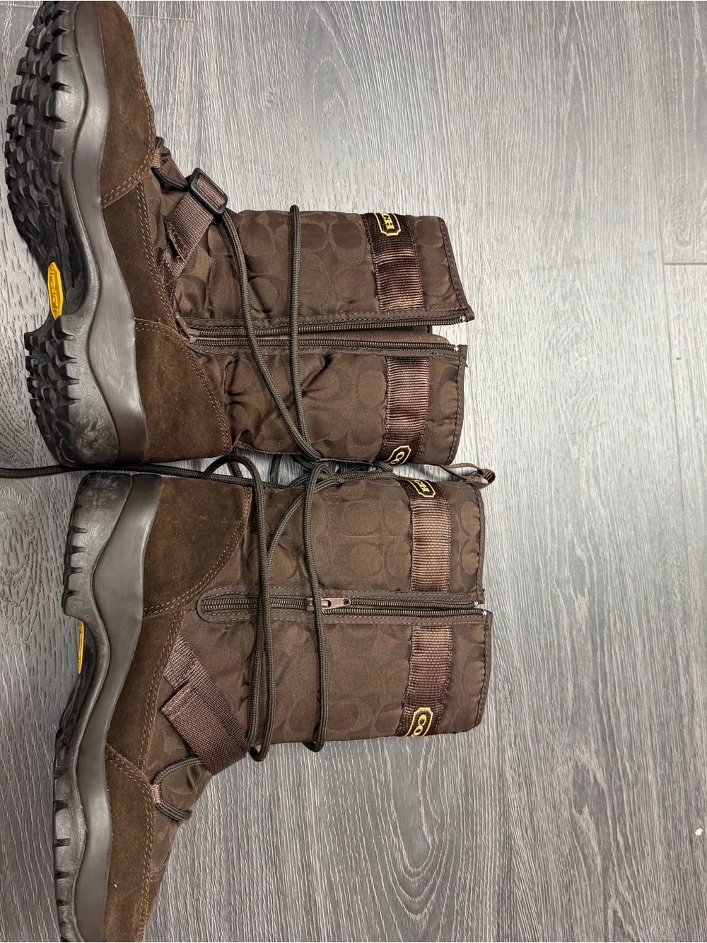 Coach Sela A7155 Signature C Brown Winter Boots Sz 8 - Picture 7 of 11